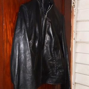 Banana Republic sz small Motorcycle Jacket silver zippers pockets